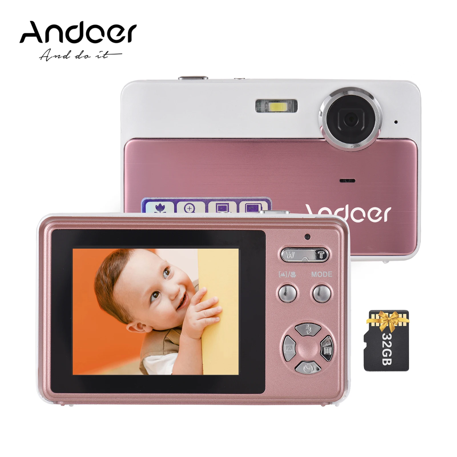 

Andoer Digital Camera 4K Video Camcorder 48MP 16X Digital Zoom Anti-shake with 32GB Card Christmas Gift for Kids Teens Friends