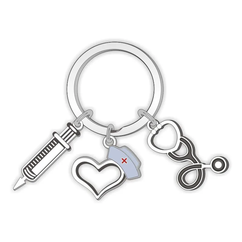 Metal Keychain for Nurse Mini Syringe Nurse Cap Stethoscope Key Ring Key Holder 
Metal Keychain for Nurse Mini Syringe Nurse Cap Stethoscope Key Ring Key Holder