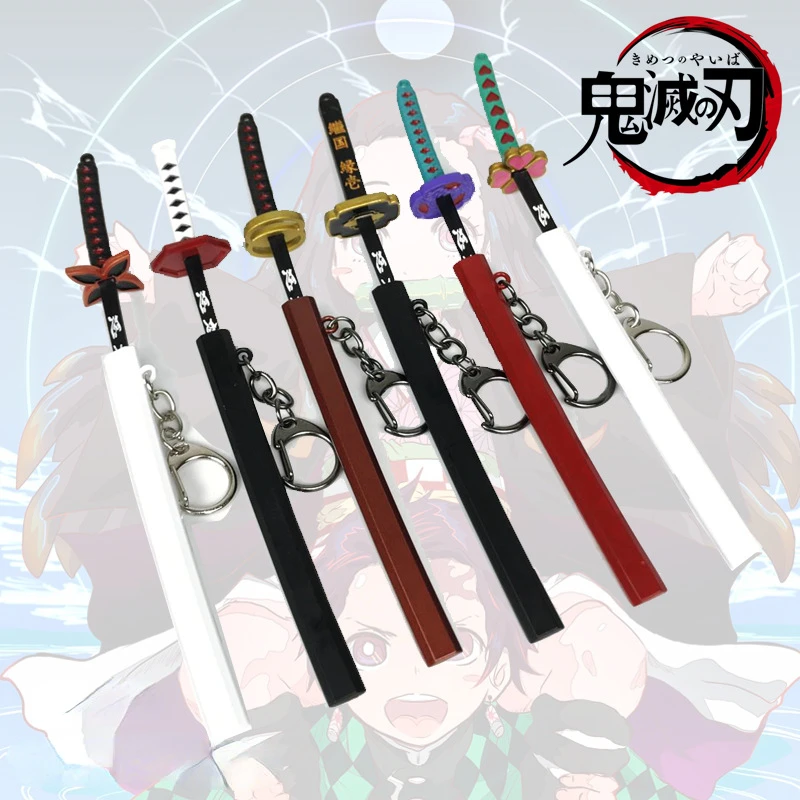 

Demon Slayer Sword Keychain Kimetsuno Yaiba Kamado Tanjirou Anime Blade of Ghost Weapons Props Gift for Teens Home Decoration