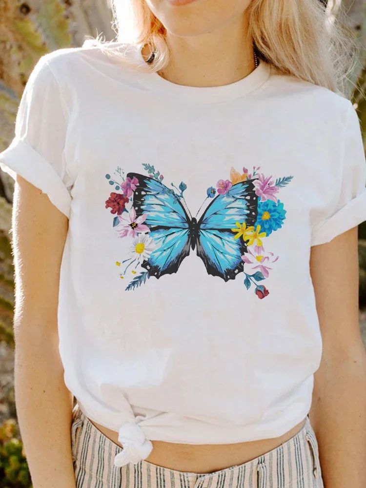 Модная Повседневная футболка, веселая Женская мультяшная модная трендовая женская футболка с принтом бабочки для путешествий, новая летняя футболка.
Модная Повседневная футболка, веселая Женская мультяшная модная трендовая женская футболка с принтом бабочки для путешествий, новая летняя футболка.