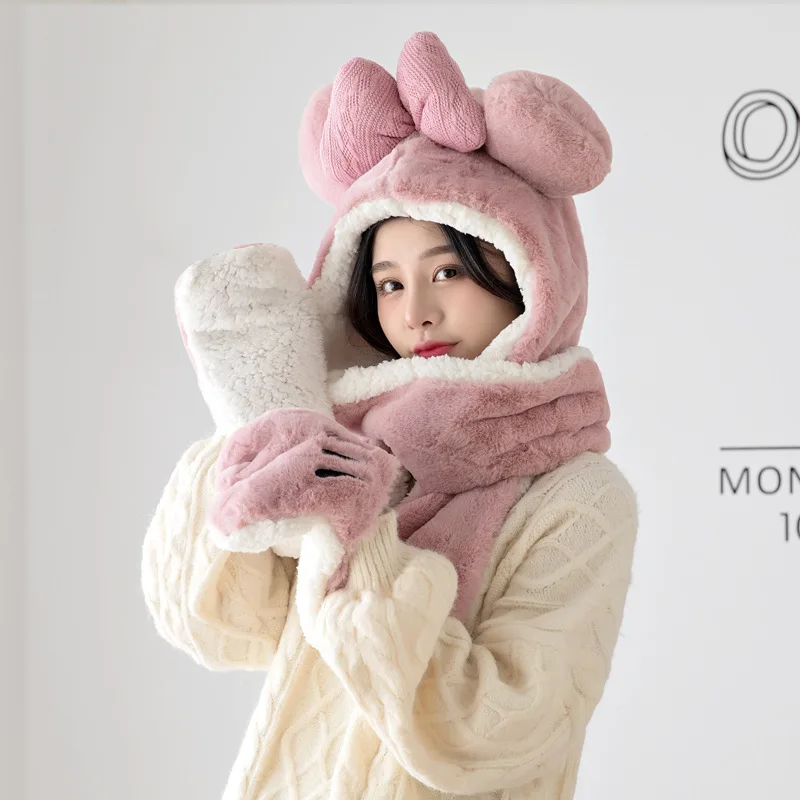 New winter adults bowknot scarves gloves earmuffs one female joker fluffy warm hat three-piece tide
New winter adults bowknot scarves gloves earmuffs one female joker fluffy warm hat three-piece tide