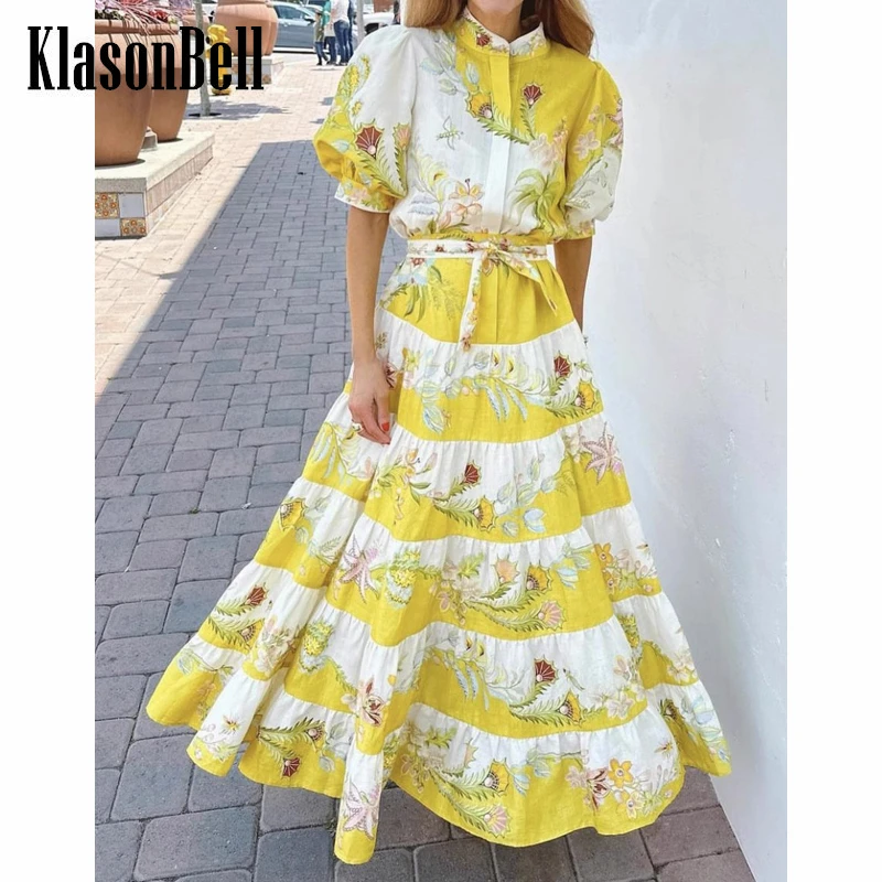 7.24 KlasonBell Boho Holiday Puff Sleeve With Belt Yellow Floral Print Linen Dress Women
7.24 KlasonBell Boho Holiday Puff Sleeve With Belt Yellow Floral Print Linen Dress Women