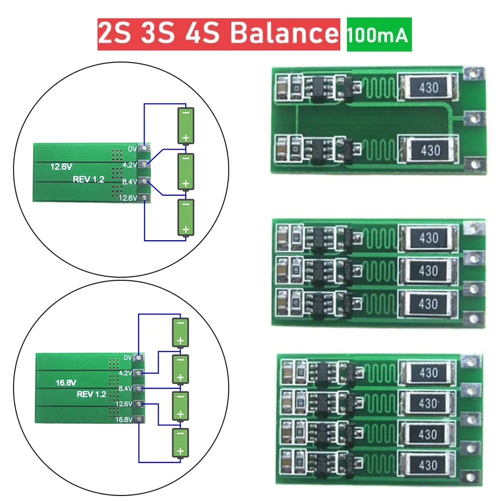 

1 шт., плата PCB для электроинструмента, батареи 2S, 3S, 4S 100 мА, плата балансировки литиевой батареи, балансировка тока литий-ионной батареи