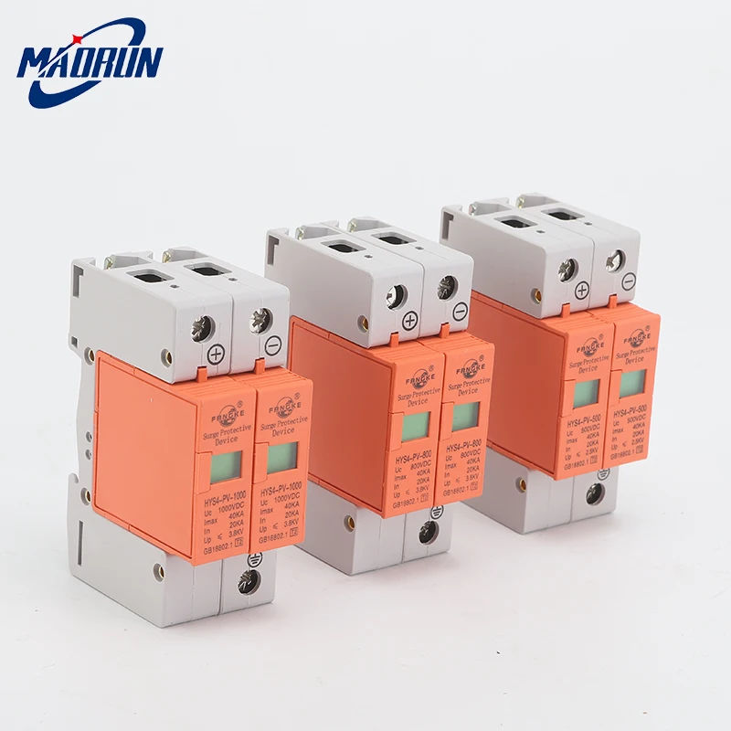 

Dc 1000V 800V 500V 20ka~40ka 2P 2Pole SPD House Surge Protector Protective Low-voltage Arrester Device 35mm Din Rail