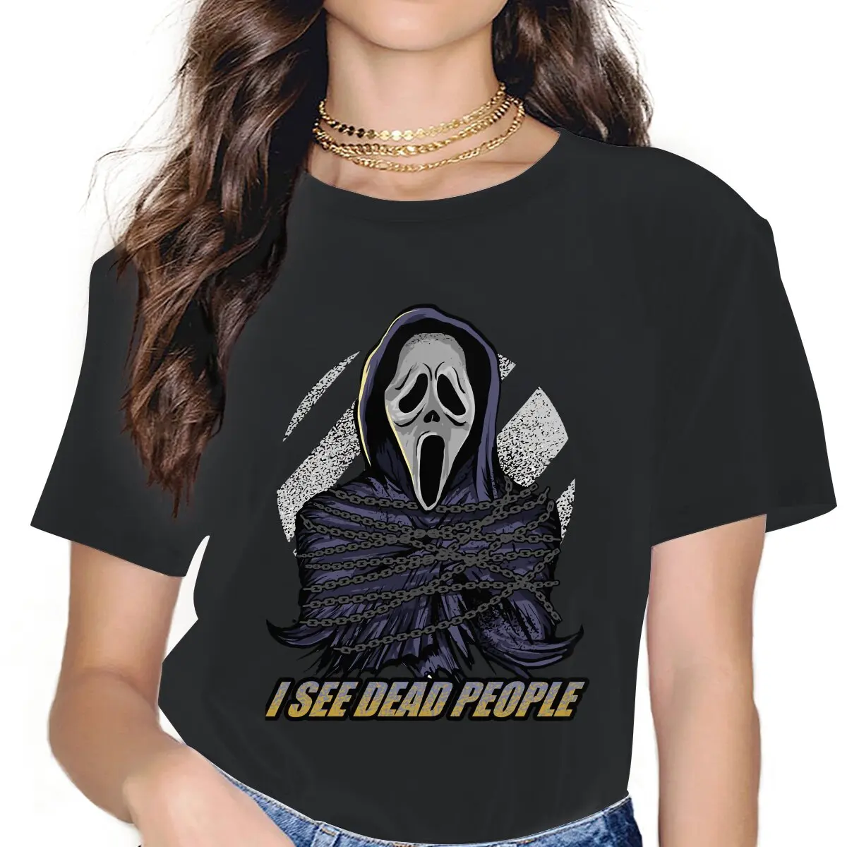 Классическая футболка I See Dead People Kawaii Girls Women, Повседневная футболка в стиле Харадзюку с изображением крика Gale при погоде, 5XL Винтажный большой...
Классическая футболка I See Dead People Kawaii Girls Women, Повседневная футболка в стиле Харадзюку с изображением крика Gale при погоде, 5XL Винтажный большой...