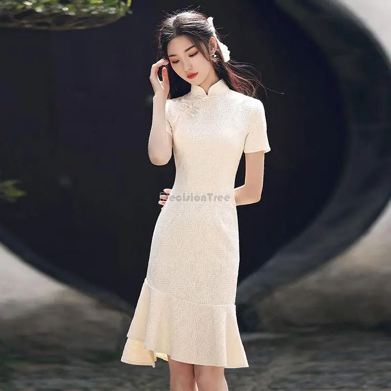 2022 fashion qipao dress chinese style retro cheongsam women fishtail skirt design elegant stand collar short sleeve dress g529
2022 fashion qipao dress chinese style retro cheongsam women fishtail skirt design elegant stand collar short sleeve dress g529
