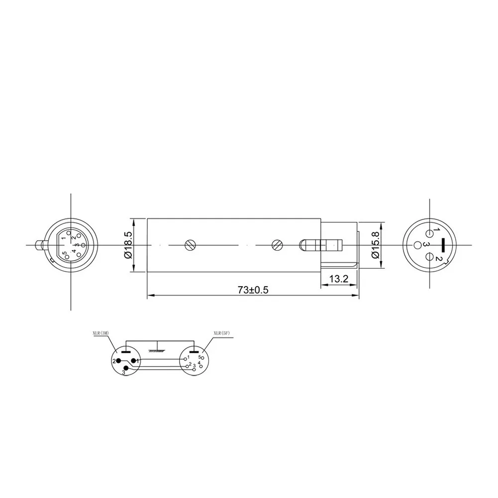 3 Pin To 5 Pin Converter XLR 73x18.5mm Lighting Replacement 5 To 3 Accessory Metal Cased Converter Professional
3 Pin To 5 Pin Converter XLR 73x18.5mm Lighting Replacement 5 To 3 Accessory Metal Cased Converter Professional