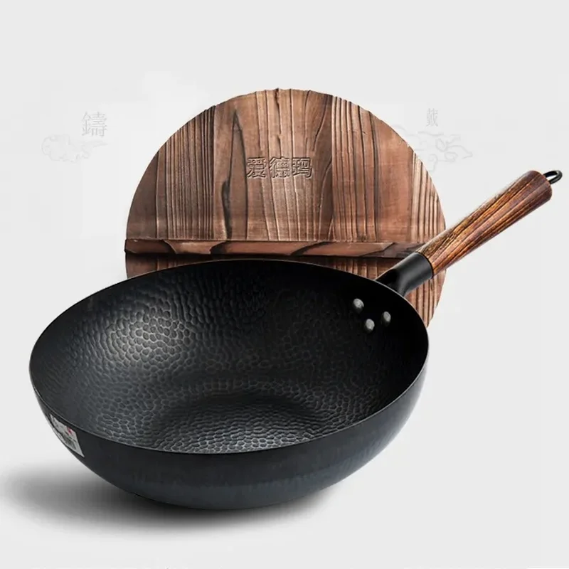 32cm Chinese Traditional Handmade 100% Iron Wok Thickening Non Coated Round Bottom Pan Wok Cook Large Cooking Pot with Wood Lid
32cm Chinese Traditional Handmade 100% Iron Wok Thickening Non Coated Round Bottom Pan Wok Cook Large Cooking Pot with Wood Lid