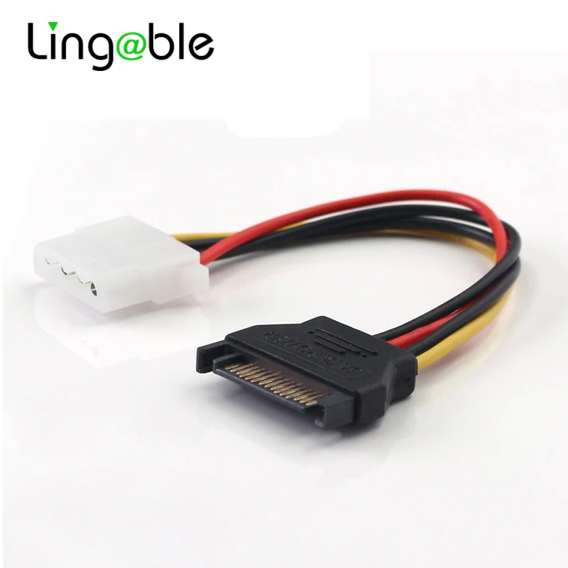 

Удлинитель питания Lingable для жесткого диска, переходник с разъемом SATA 15pin на разъем Molex 4P, кабель для жесткого диска, SSD, силовые кабели, 20 см