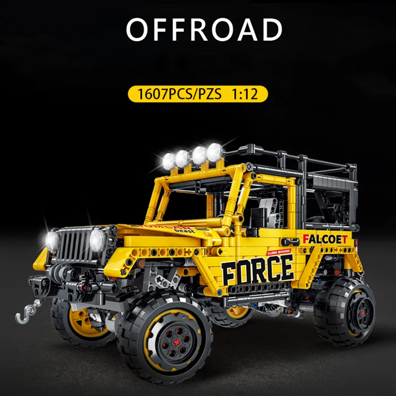 

1607PCS Technical Off-road Jeep Wrangler Car Building Blocks fit 42122 Force SUV Aseemble Vehicle Bricks Toys For Kids Boy