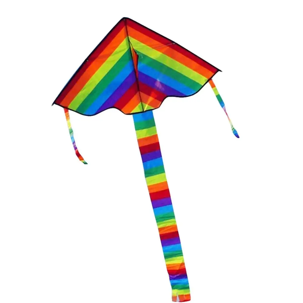 

Novelty Interesting Flying Gadget Parents Easy Fly Kids Outdoor Rainbow Color Triangle Kite Nylon Flying Toys