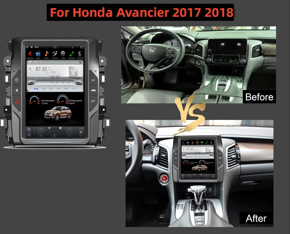 128G Tesla Vertical Screen For Honda Avancier 2017 2018 Android Car GPS Navigation Player Head Unit DSP Auto Radio Carplay 10.4"
128G Tesla Vertical Screen For Honda Avancier 2017 2018 Android Car GPS Navigation Player Head Unit DSP Auto Radio Carplay 10.4"