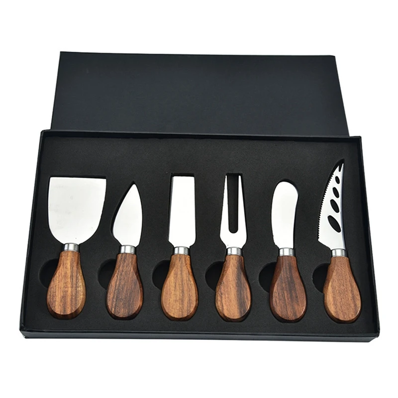 Exquisite 6-Piece Cheese Knives Set, Stainless Steel Cheese Slicer Acacia Wood Cheese Cutter Collection With Gifted Box
Exquisite 6-Piece Cheese Knives Set, Stainless Steel Cheese Slicer Acacia Wood Cheese Cutter Collection With Gifted Box