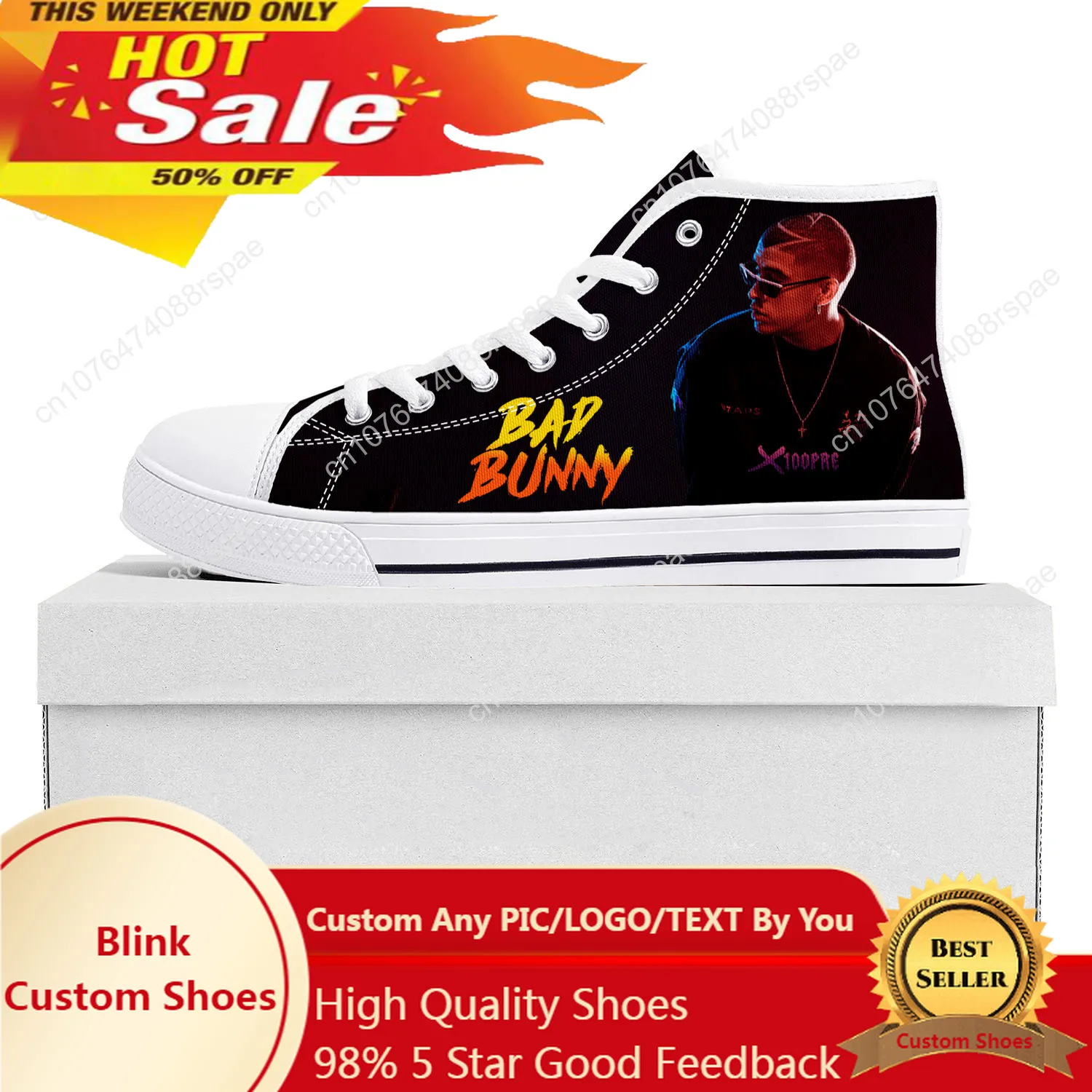 Bad Bunny High Top Sneakers Mens Womens Teenager Benito Antonio Martínez Ocasio Canvas Sneaker Couple Shoes High Quality Shoe
Bad Bunny High Top Sneakers Mens Womens Teenager Benito Antonio Martínez Ocasio Canvas Sneaker Couple Shoes High Quality Shoe