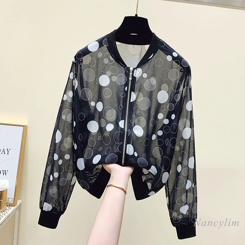 2022 Summer Polka Dot Chiffon Coat Women's Thin Jacket Outdoor Sun Protection Clothing Black Air Conditioning Zipper Top Femme
2022 Summer Polka Dot Chiffon Coat Women's Thin Jacket Outdoor Sun Protection Clothing Black Air Conditioning Zipper Top Femme