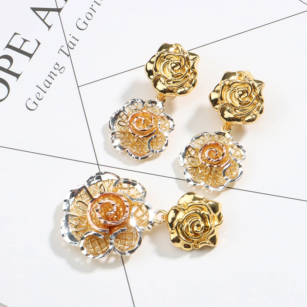 Fashion Jewelry Sets for Women Dubai Gold Plated Flower Stud Earrings Necklace Arab Nigerian Costume Bride Wedding Party Gift
Fashion Jewelry Sets for Women Dubai Gold Plated Flower Stud Earrings Necklace Arab Nigerian Costume Bride Wedding Party Gift