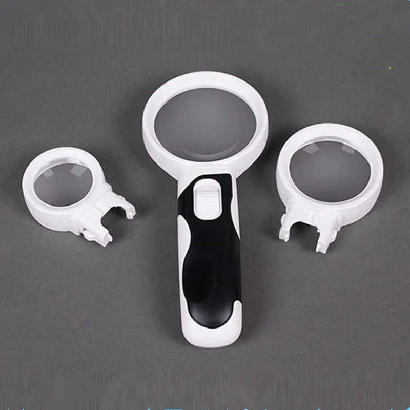 3X 10X 16X 3 Replaceable Lens Magnifier LED Illuminated Handle Reading Magnifying Glass
3X 10X 16X 3 Replaceable Lens Magnifier LED Illuminated Handle Reading Magnifying Glass