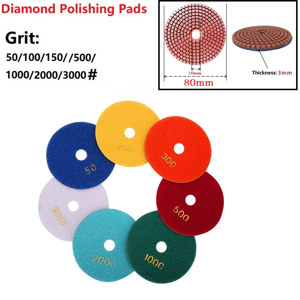 3 Inch 80mm Dry/Wet Diamond Polishing Pads For Car Headlight Repair Wood Glass Stone Sanding Drill Grinder Rotary Tools
3 Inch 80mm Dry/Wet Diamond Polishing Pads For Car Headlight Repair Wood Glass Stone Sanding Drill Grinder Rotary Tools