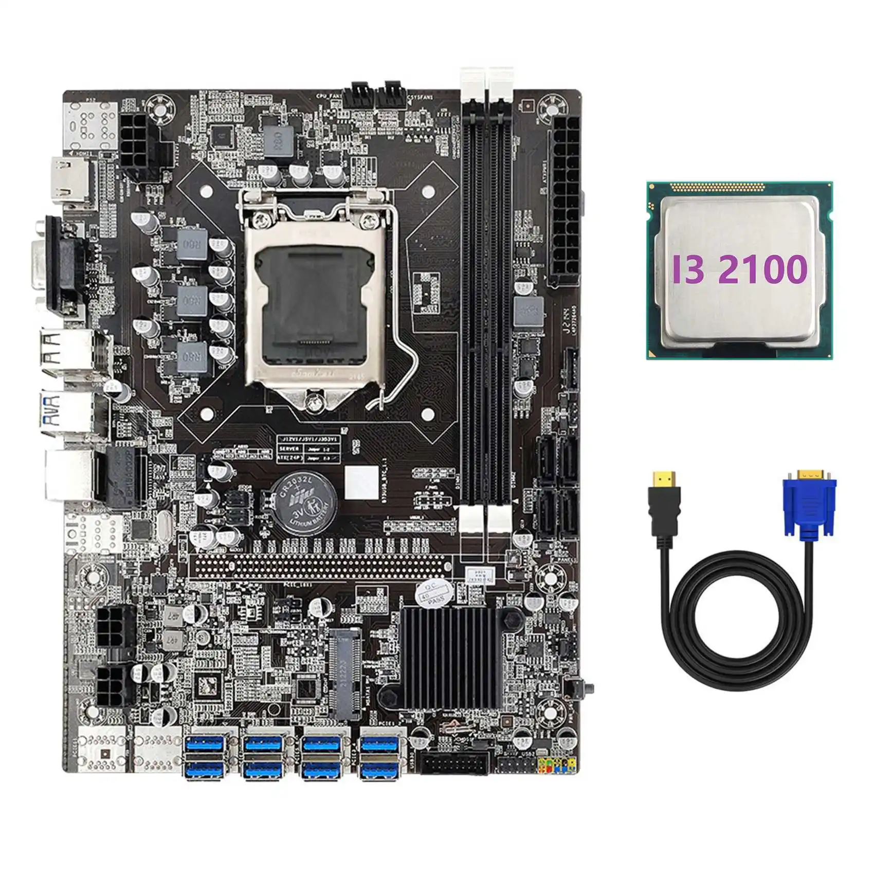 B75 ETH Mining Motherboard 8XPCIE USB Adapter+I3 2100 CPU+HD to VGA Cable LGA1155 MSATA DDR3 B75 USB Miner Motherboard
B75 ETH Mining Motherboard 8XPCIE USB Adapter+I3 2100 CPU+HD to VGA Cable LGA1155 MSATA DDR3 B75 USB Miner Motherboard