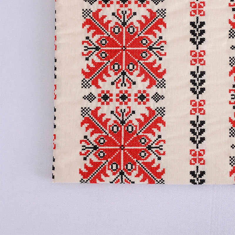 130cm Width Hungarian Red And Black Cross-Stitch Embroidery Style Multicolor Cotton Embroidered Pillow Handmade Garment Fabric
130cm Width Hungarian Red And Black Cross-Stitch Embroidery Style Multicolor Cotton Embroidered Pillow Handmade Garment Fabric