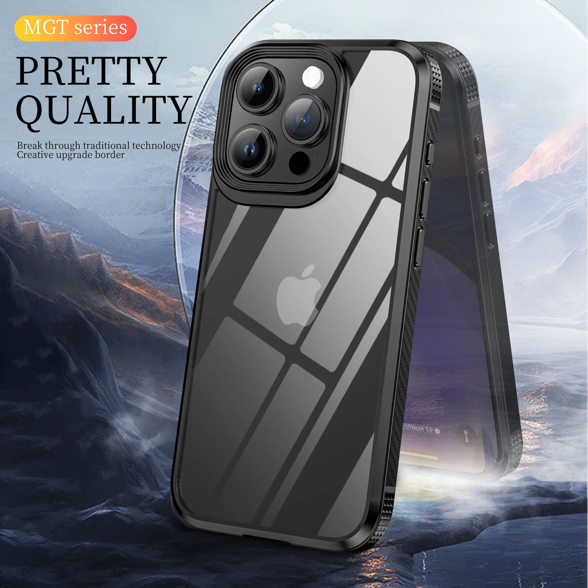 

IPAKY for iPhone 15 15Plus Case 15 Pro Case Carbon Fiber Frame HD Transparent Shockproof Cover for iPhone 15Pro Max Case