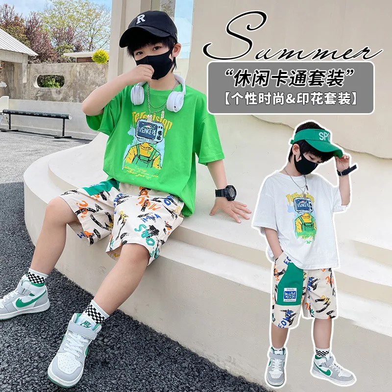 Summer Boys Clothes Sets Cotton T Shirt + Casual Shorts 2Pcs Kids Tracksuit Children Clothing Teens Boy Sports Suit 4-14 Years
Summer Boys Clothes Sets Cotton T Shirt + Casual Shorts 2Pcs Kids Tracksuit Children Clothing Teens Boy Sports Suit 4-14 Years