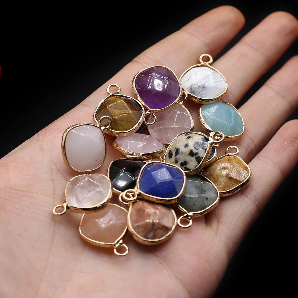 Natural Stone Pendants Gold Plated Lapis lazuli Rose Quartz for Jewelry Making Diy Women Necklace Earrings Gifts
Natural Stone Pendants Gold Plated Lapis lazuli Rose Quartz for Jewelry Making Diy Women Necklace Earrings Gifts