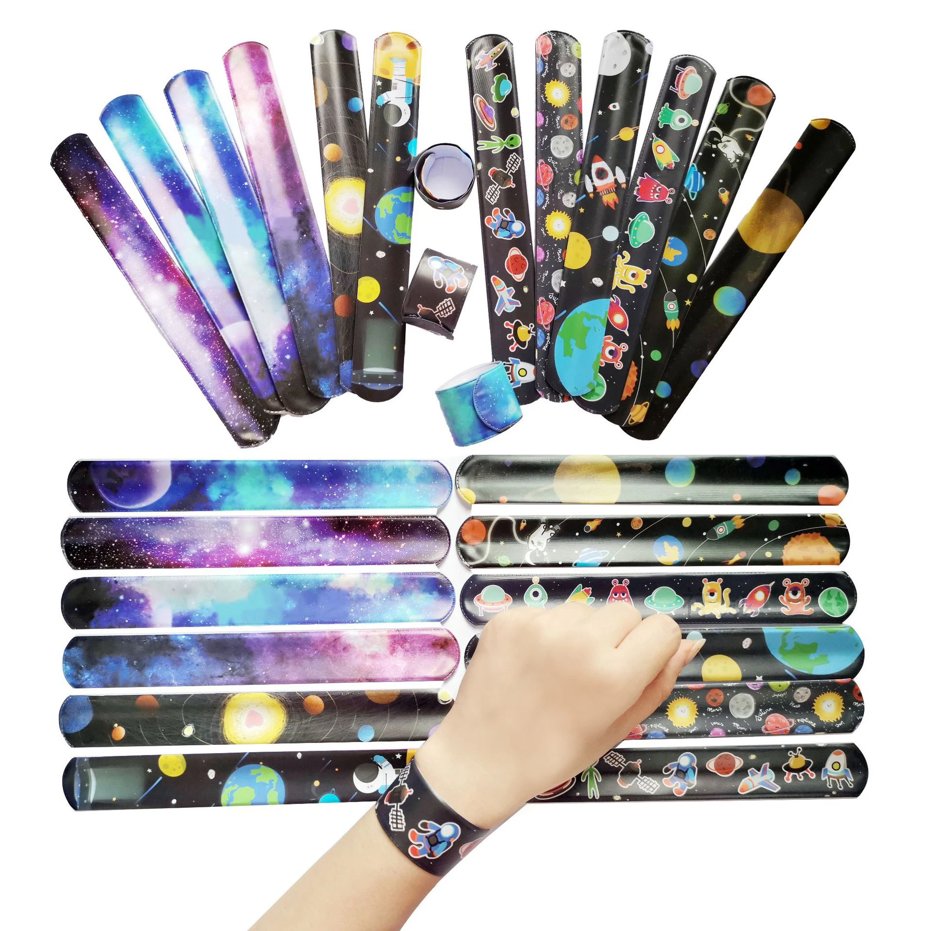 

Novel Starry Sky Slap Bracelets Toy Universe Planet Party Space Alien Theme Parti Kids One 1st Birthday Party Boy Favor Gifts