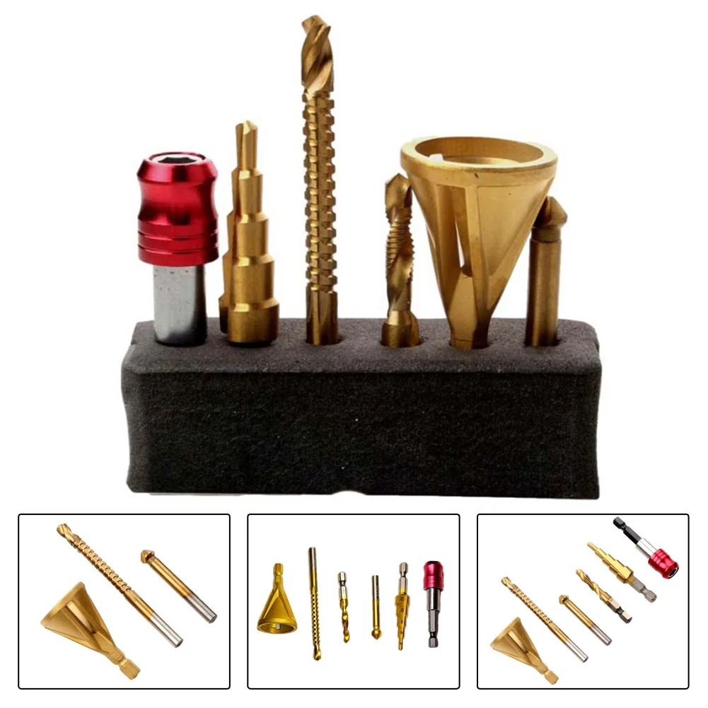 6PCS 3 Flute Countersink Step Drill Bit Tapping Chamfer Saw Extension Rod Hole Cutter For Wood Plastics Steel Cutting Tool Parts
6PCS 3 Flute Countersink Step Drill Bit Tapping Chamfer Saw Extension Rod Hole Cutter For Wood Plastics Steel Cutting Tool Parts