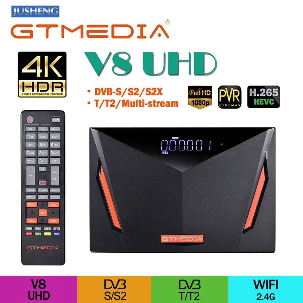 Спутниковый ресивер DVB S2 GTmedia V8 UHD, встроенный Wi-Fi, поддержка детской яркости H.265 4K Φ/S2/S2X + T/T2/кабель/телефон/ISDBT
Спутниковый ресивер DVB S2 GTmedia V8 UHD, встроенный Wi-Fi, поддержка детской яркости H.265 4K Φ/S2/S2X + T/T2/кабель/телефон/ISDBT