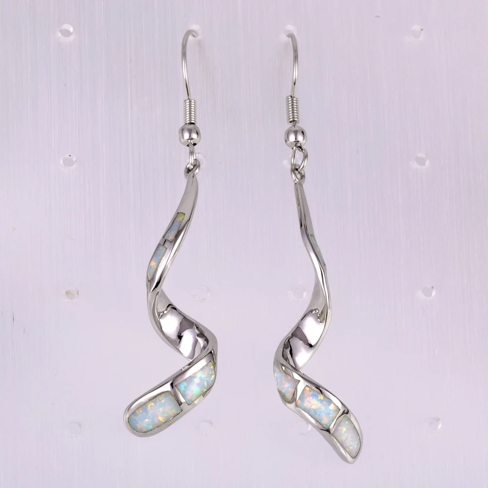 KONGMOON Long Twist Spiral White Fire Opal Silver Plated Jewelry for Women Dangle Drop Earrings
KONGMOON Long Twist Spiral White Fire Opal Silver Plated Jewelry for Women Dangle Drop Earrings
