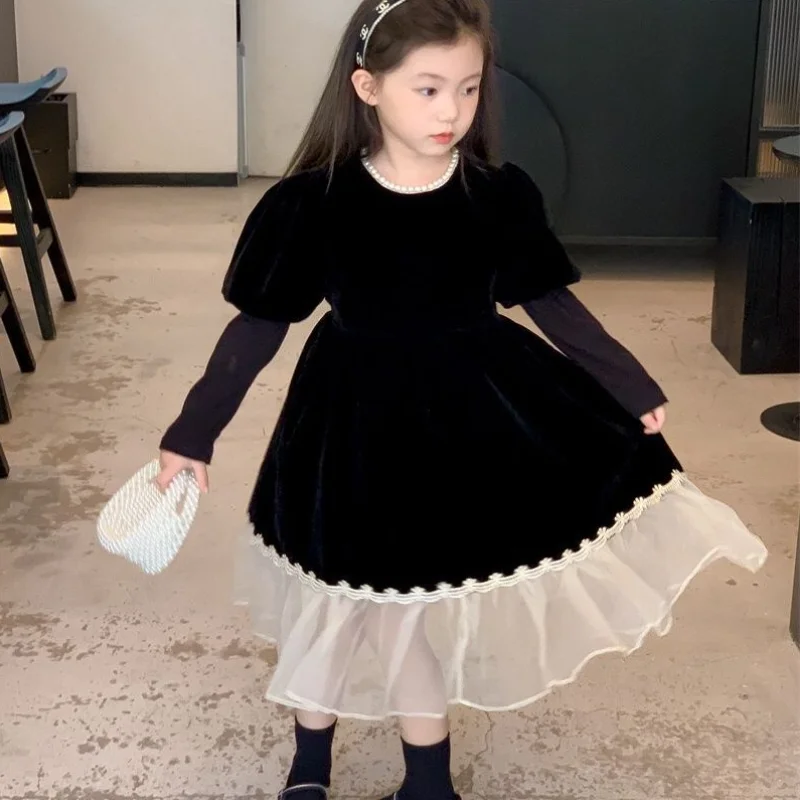 2023 Spring Autumn Children Clothing Girls Princess Fashion Retro Style Black Dress Beads Puff Sleeve Kids Baby Dresses
2023 Spring Autumn Children Clothing Girls Princess Fashion Retro Style Black Dress Beads Puff Sleeve Kids Baby Dresses