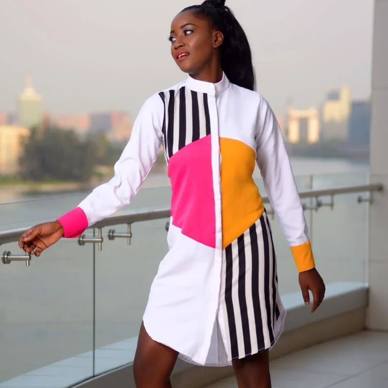 Summer Women's Clothing Bodycon Party Mini Dresses Color Piece Stripe Print Long Sleeve Shirt Dress Women Lapel Casual Blouse
Summer Women's Clothing Bodycon Party Mini Dresses Color Piece Stripe Print Long Sleeve Shirt Dress Women Lapel Casual Blouse