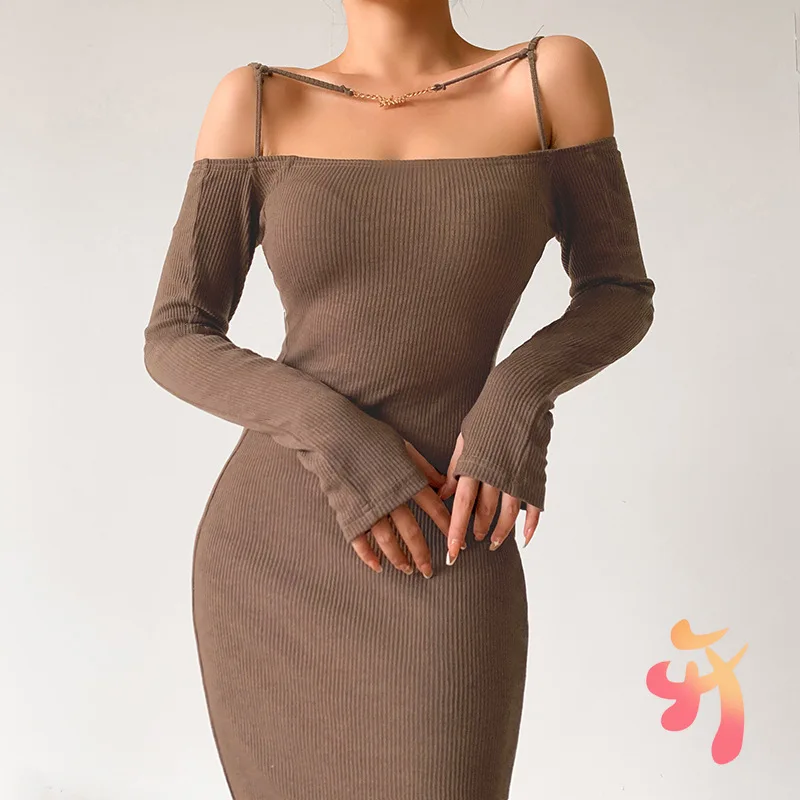Spring Summer Lace-up One-shoulder Long-sleeve Knitted Bodycon Dress Multicolor Women's Maxi Dress
Spring Summer Lace-up One-shoulder Long-sleeve Knitted Bodycon Dress Multicolor Women's Maxi Dress