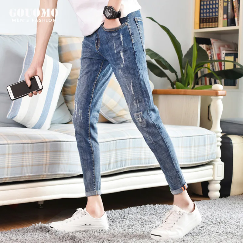 Denim Jeans Men's 2022 Summer Thin Section Ripped Ankle Length Pants Men's Trendy Brand Slim Pencil Pants Men's Korean
Denim Jeans Men's 2022 Summer Thin Section Ripped Ankle Length Pants Men's Trendy Brand Slim Pencil Pants Men's Korean