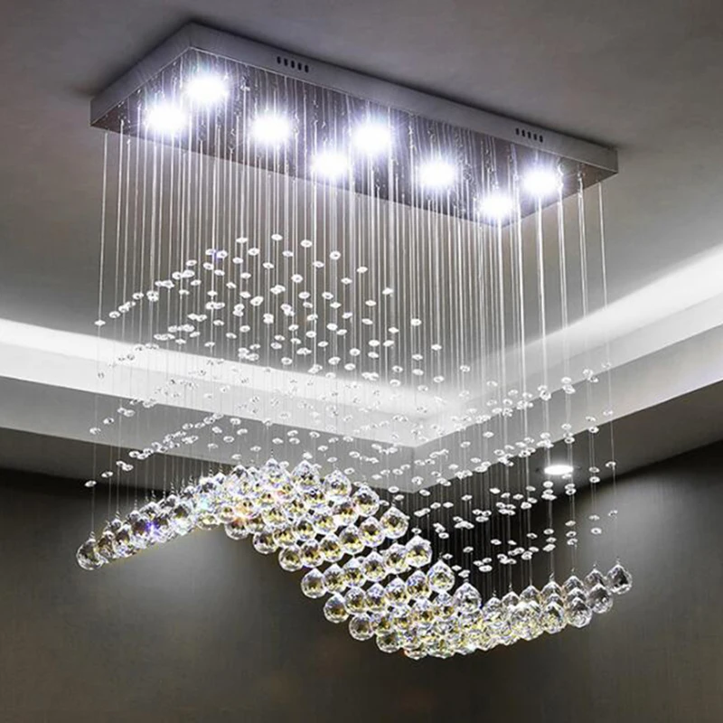 Modern LED Rectangle Living Room K9 Crystal Chandeliers Light Fixtures for Cafe Office Indoor Home Lamp Fixtures
Modern LED Rectangle Living Room K9 Crystal Chandeliers Light Fixtures for Cafe Office Indoor Home Lamp Fixtures