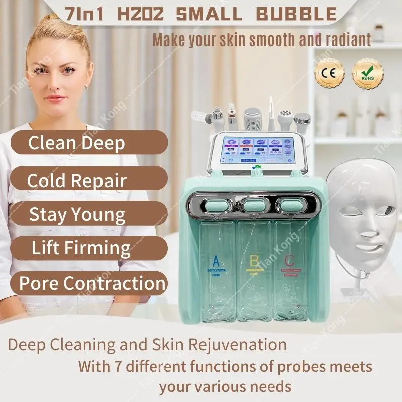 

2023 7 in 1 Hydrogen Oxygen Small Bubble RF Beauty Machine Face Lifting Dermabrasion Device Skin Scrubber Facial Spa