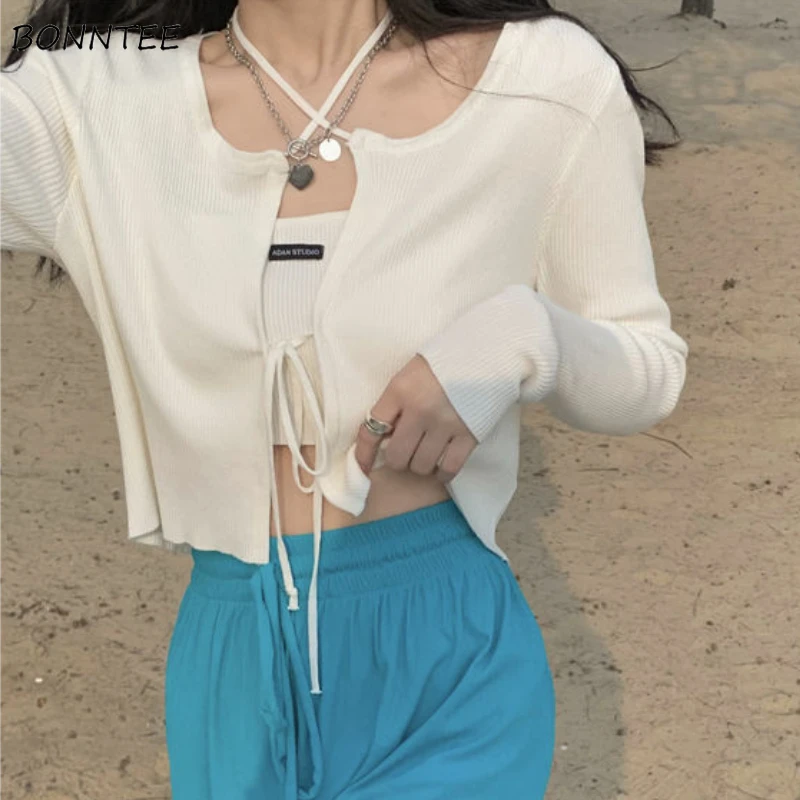 Sets Women Casual All-match Solid Camis Cardigan Fashion Summer Korean Style Elegant Retro New Ins Drawstring Slim Basic Tops
Sets Women Casual All-match Solid Camis Cardigan Fashion Summer Korean Style Elegant Retro New Ins Drawstring Slim Basic Tops