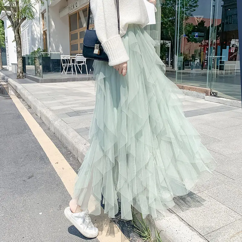 Women 2022 Spring Summer Fashion Long Loose Mesh Skirts Female Casual Solid Color Skirts Ladies High Waist A-line Skirts P987
Women 2022 Spring Summer Fashion Long Loose Mesh Skirts Female Casual Solid Color Skirts Ladies High Waist A-line Skirts P987