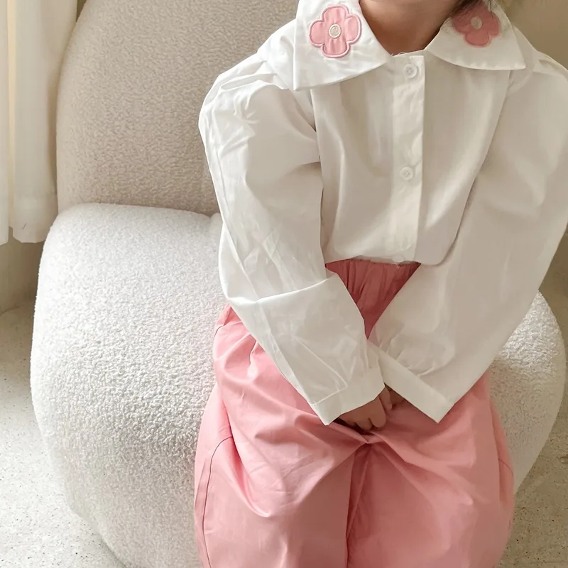 Новинка Весна 2022, детская одежда, рубашка, топ с рукавами-фонариками и цветами для девочек, однотонный топ в иностранном стиле 
Новинка Весна 2022, детская одежда, рубашка, топ с рукавами-фонариками и цветами для девочек, однотонный топ в иностранном стиле