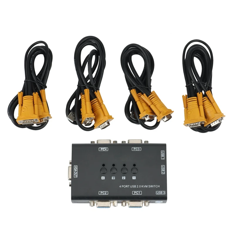 USB VGA KVM Switch,4 Port Selector Automatic Switcher For 4PC Sharing One Video Monitor And 3 USB Devices,Keyboard,Mouse
USB VGA KVM Switch,4 Port Selector Automatic Switcher For 4PC Sharing One Video Monitor And 3 USB Devices,Keyboard,Mouse