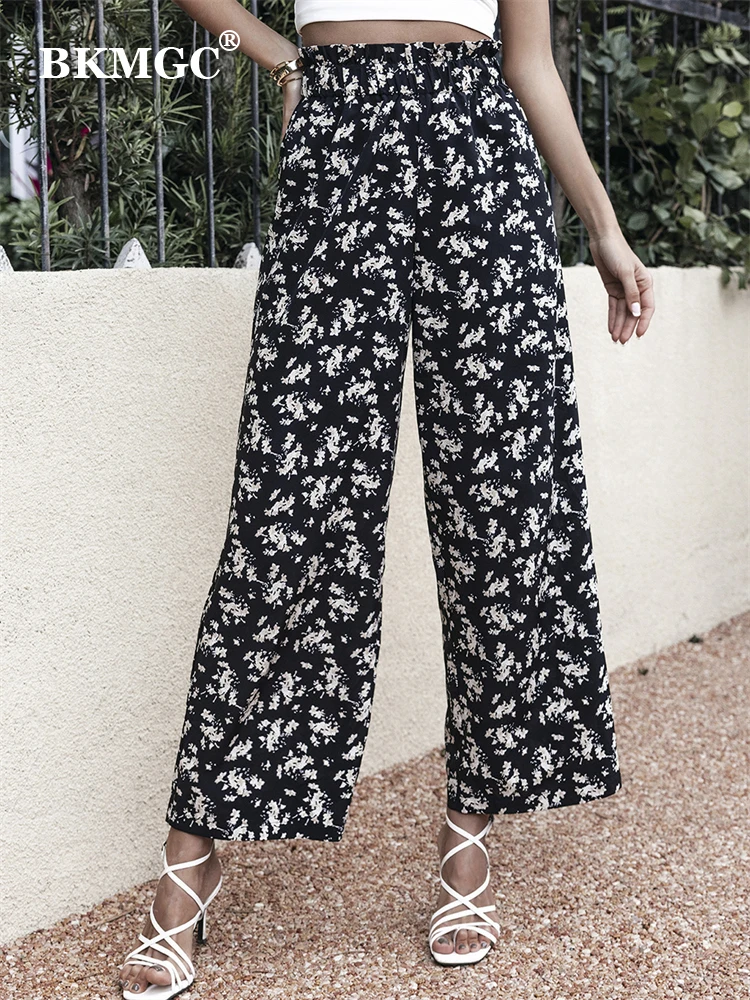 BKMGC Vintage Black Loose Wide Leg Chiffon Trousers Pants for Women Elastic High Waist White Floral Printed Casual Fenale Summer
BKMGC Vintage Black Loose Wide Leg Chiffon Trousers Pants for Women Elastic High Waist White Floral Printed Casual Fenale Summer
