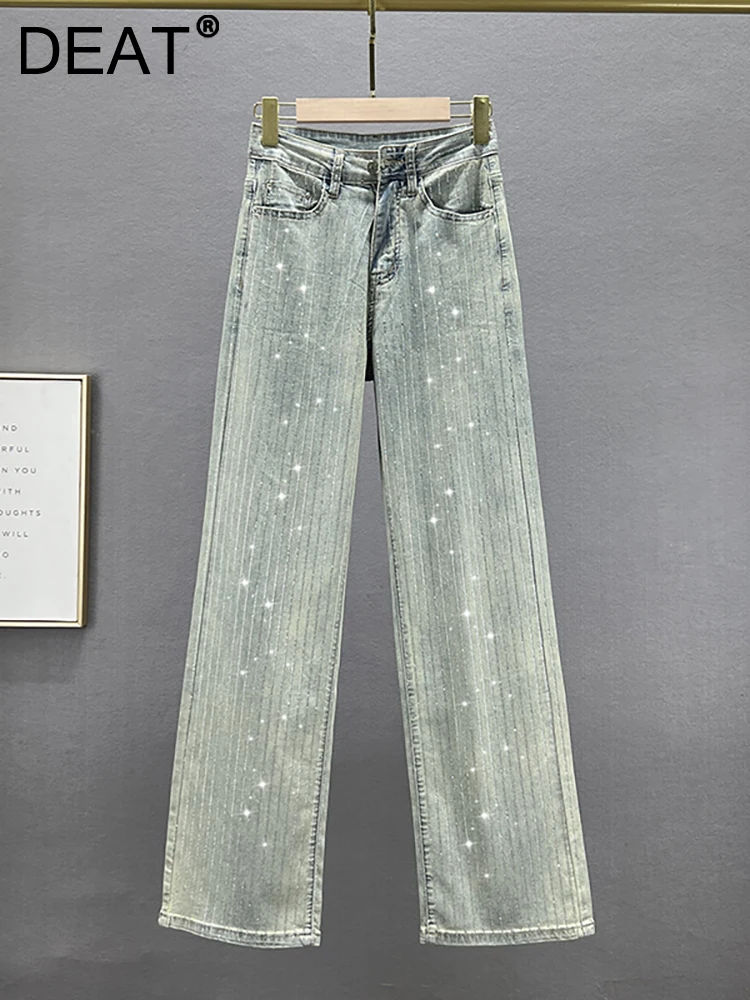 DEAT Women Jeans High Waist Full Diamond Loose Straight Wide Leg Striped Rhinestone Denim Pants 2023 Autumn New Fashion 29L2664
DEAT Women Jeans High Waist Full Diamond Loose Straight Wide Leg Striped Rhinestone Denim Pants 2023 Autumn New Fashion 29L2664