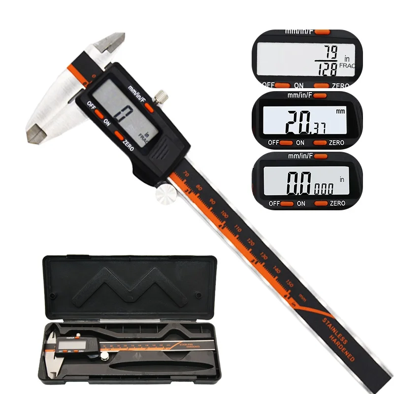 Stainless Steel Digital Display Caliper 150/200mm Fraction MM Inch High Precision Stainless Steel LCD Vernier Caliper
Stainless Steel Digital Display Caliper 150/200mm Fraction MM Inch High Precision Stainless Steel LCD Vernier Caliper
