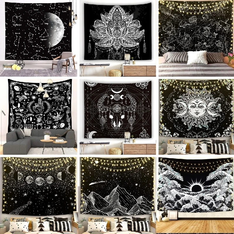 Mandala Tapestry White Black Sun And Moon Wall Hanging Starry Night Sky Gift For Tapestries Hippie Wall Rugs Decor Blanket
Mandala Tapestry White Black Sun And Moon Wall Hanging Starry Night Sky Gift For Tapestries Hippie Wall Rugs Decor Blanket