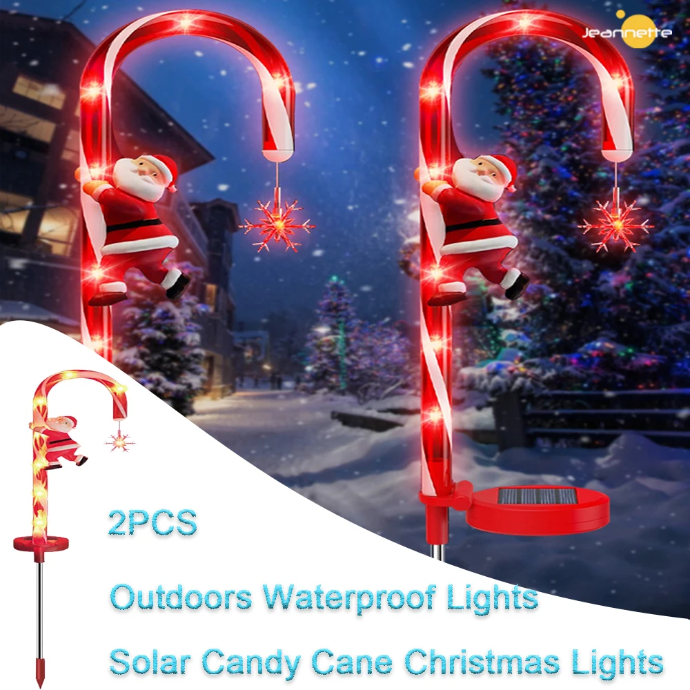 2PCS Christmas Solar Outdoor Lights LED Waterproof Solar Santa Claus lamps Holiday Gifts Garden Waterproof Candy Cane Decoration
2PCS Christmas Solar Outdoor Lights LED Waterproof Solar Santa Claus lamps Holiday Gifts Garden Waterproof Candy Cane Decoration