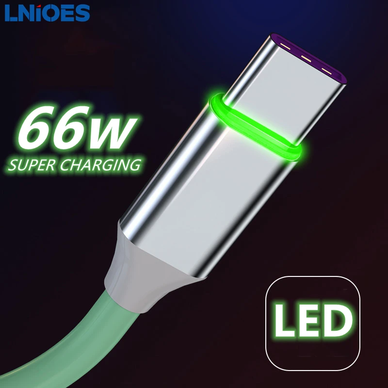 LNIOES 66W USB Cable LED Liquid Silicone Type C Fast Charger Soft USB Cable Wire USB C Cable for iPad Xiaomi Samsung
LNIOES 66W USB Cable LED Liquid Silicone Type C Fast Charger Soft USB Cable Wire USB C Cable for iPad Xiaomi Samsung