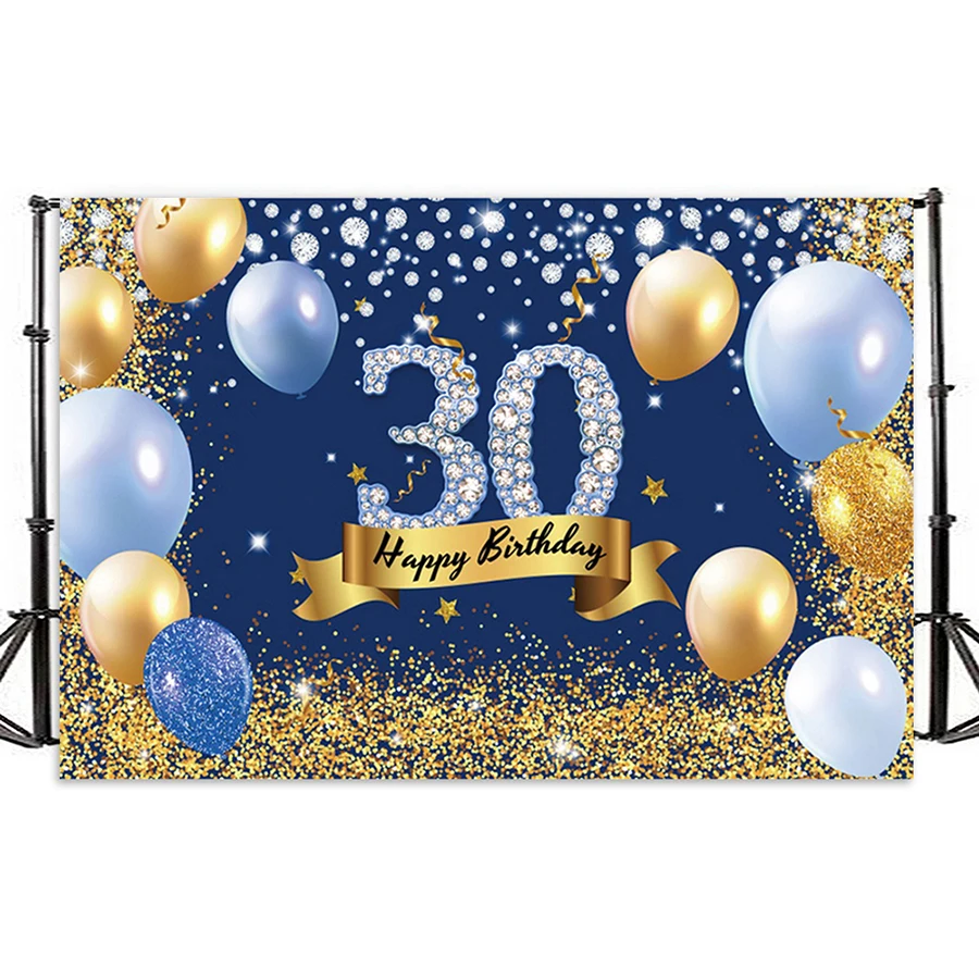 Happy 30th Birthday Party Decoration Banner Backdrop for Girls Women Navy Blue Golden Diamomd Balloons Photography Background
Happy 30th Birthday Party Decoration Banner Backdrop for Girls Women Navy Blue Golden Diamomd Balloons Photography Background