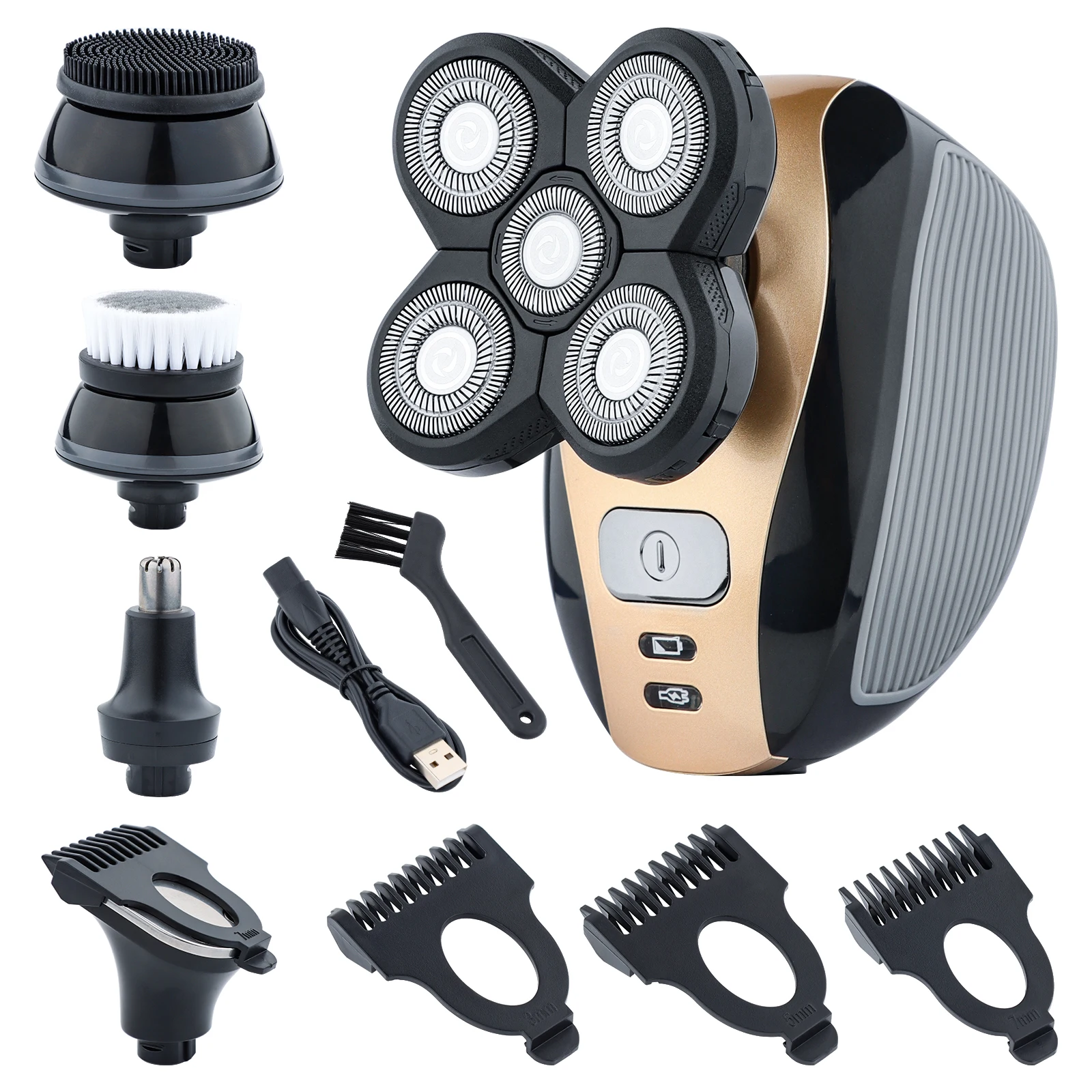 5 In 1 4D Electric for Men Bald Head Shaver Rechargeable Waterproof 5 Floating Heads Beard Nose Ear Hair Trimmer Razor Clipper
5 In 1 4D Electric for Men Bald Head Shaver Rechargeable Waterproof 5 Floating Heads Beard Nose Ear Hair Trimmer Razor Clipper