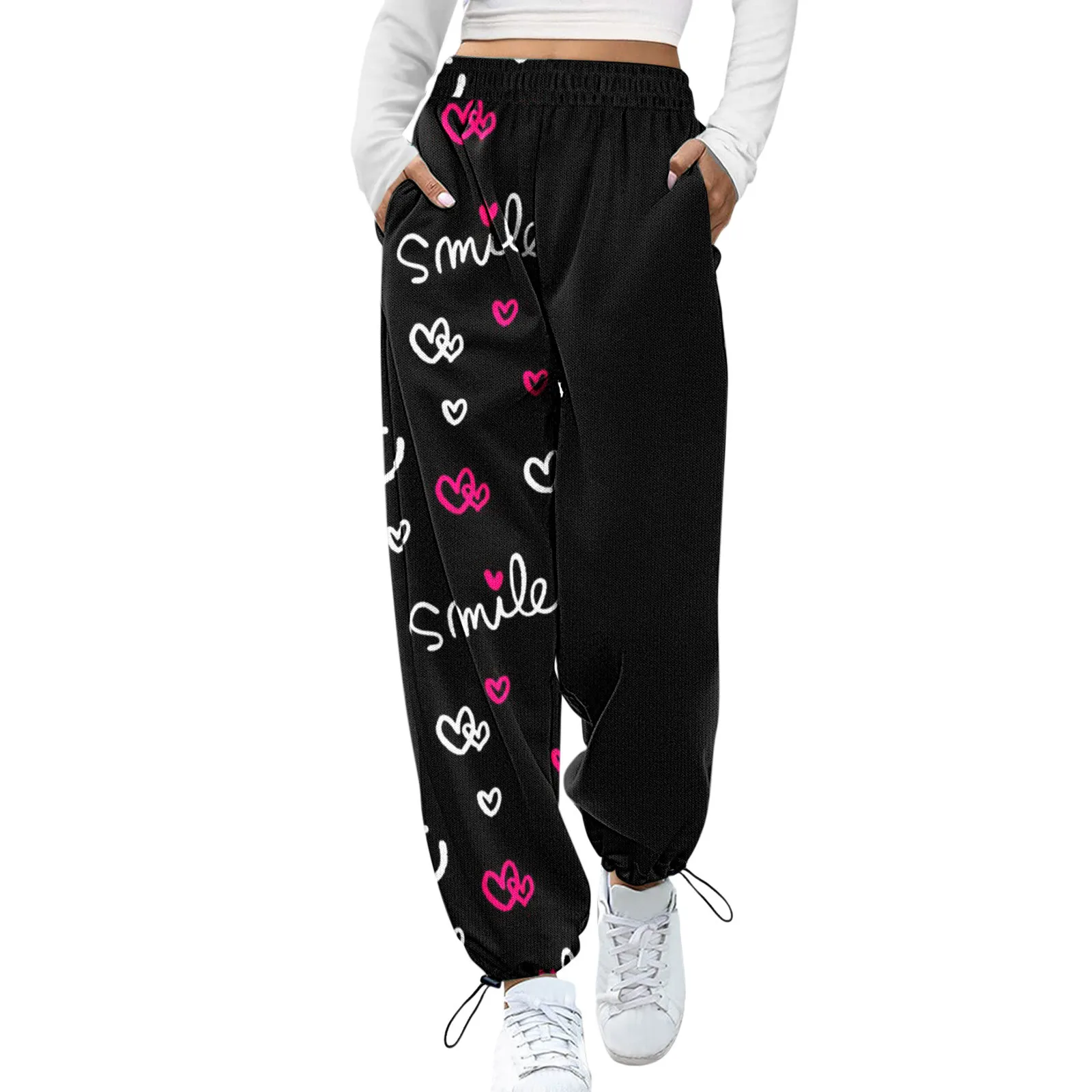 Фото Женские спортивные брюки с графическим рисунком уличная одежда в стиле